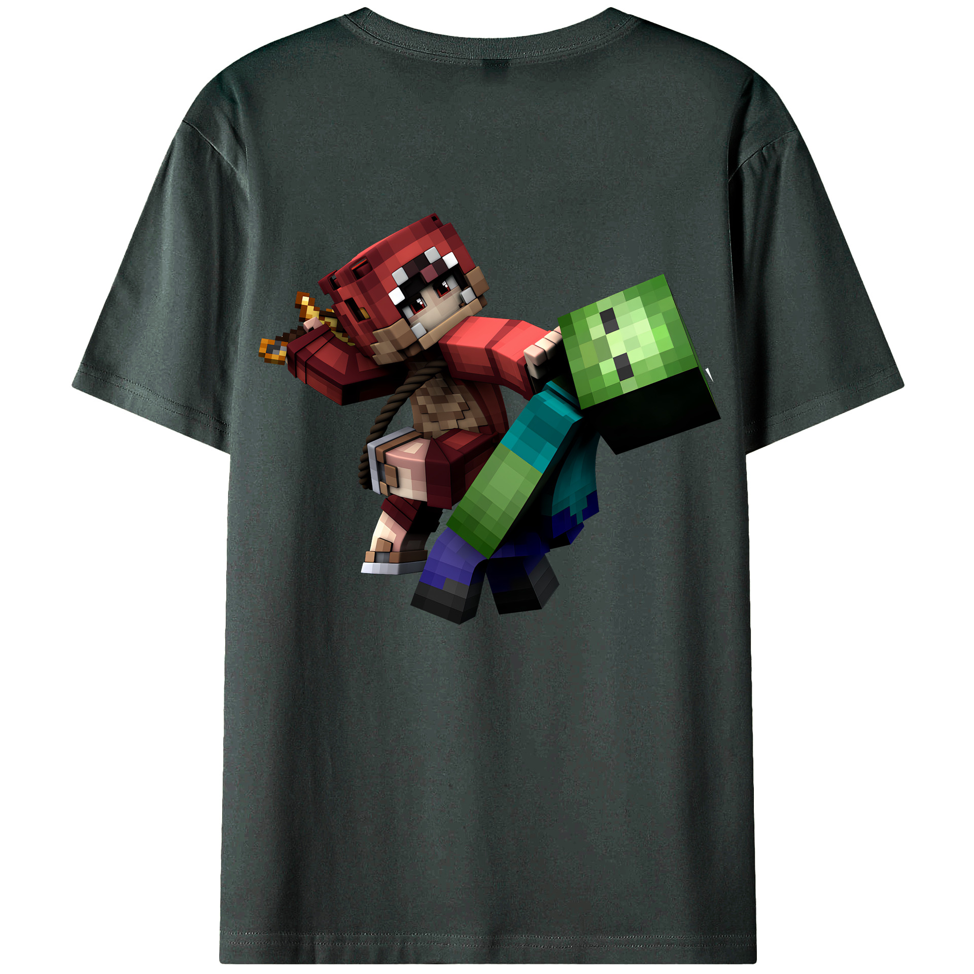 （画像用） マインクラフト ブロックの世界 Minecraft MC Block world 綿100％ メンズ半袖Tシャツ（バックプリント） 通気性